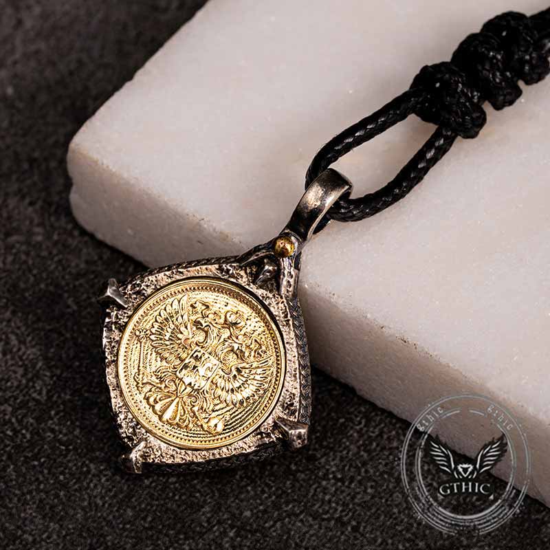 Victory Wings Double Headed Eagle Sterling Silver Pendant