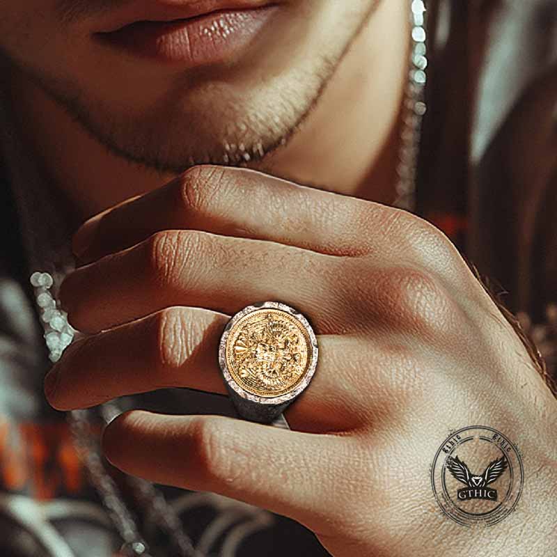 Victory Wings Double Headed Eagle Sterling Silver Ring