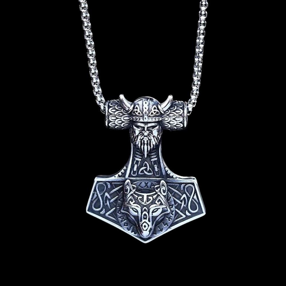 Viking and Wolf Head Celtic Knot Pendant