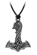 Viking Dragon Hammer Pendant With Norse Knotwork