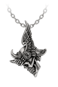Viking Skull Pendant With Horned Helmet and Wings
