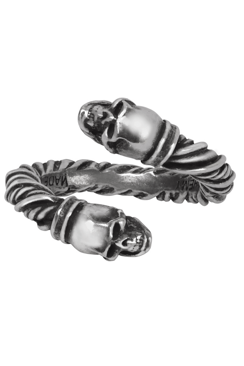 Viking Skull Torque Battle Ring in Pewter With Skull Ends