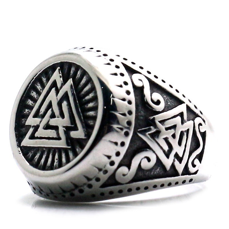 Viking Stainless Steel Ring / Valknut Norse Style Runes Amulet Rings / Norse Jewelry