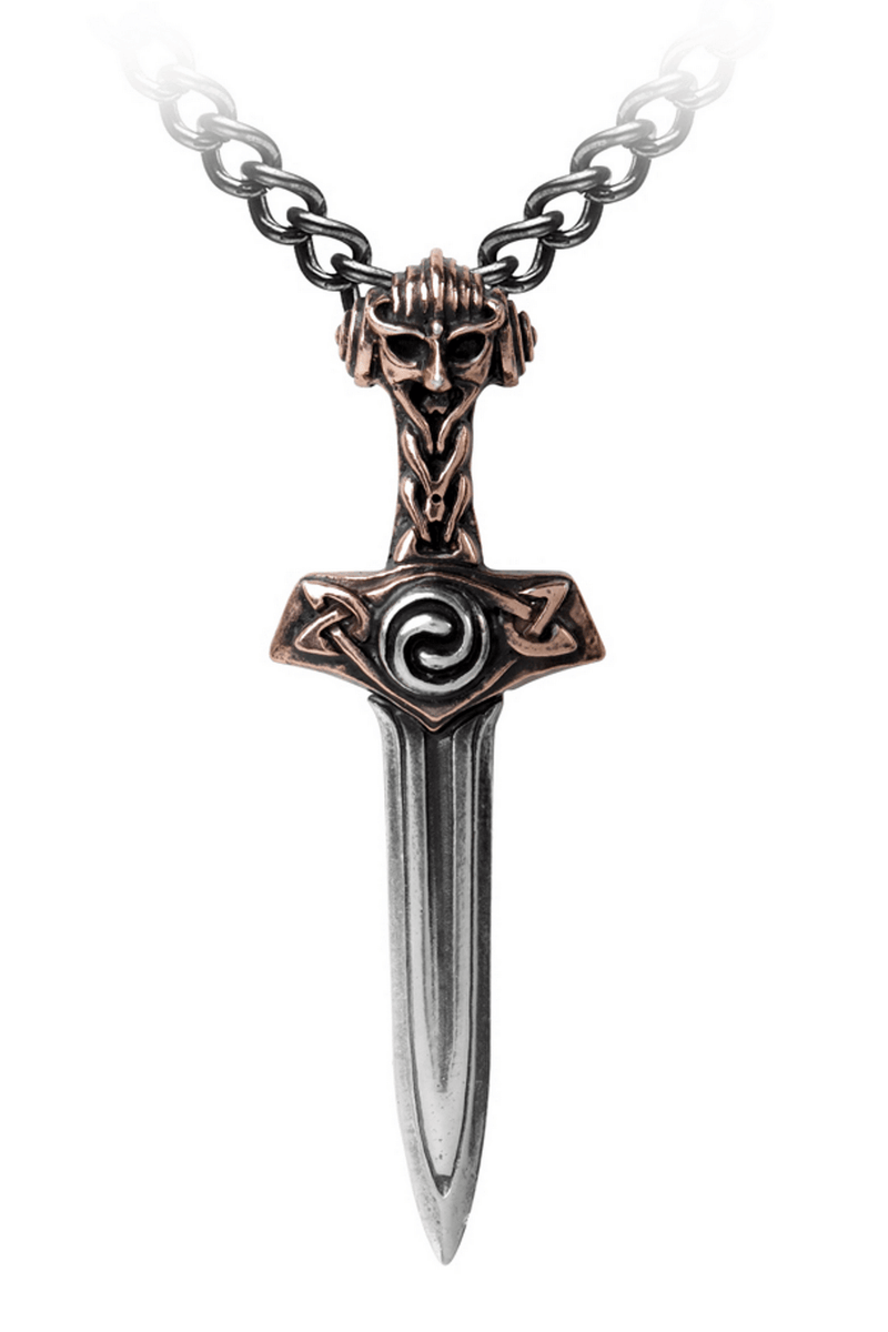 Viking Thorsblade Sword Pendant Necklace With Celtic Knot
