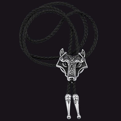Norse Viking Celtic Wolf Leather Bolo Ties for