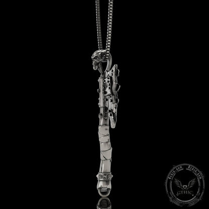 Viking Gorehowl Tomahawk Sterling Silver Skull Pendant