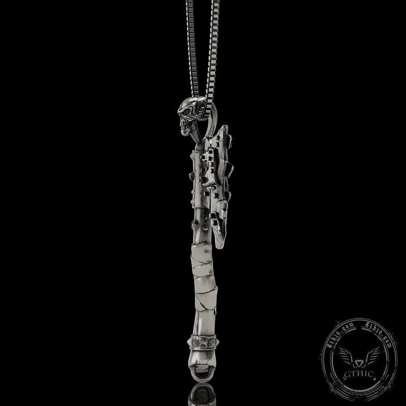 Viking Gorehowl Tomahawk Sterling Silver Skull Pendant
