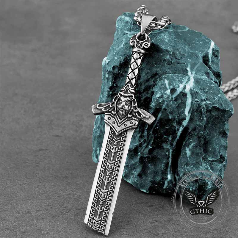 Viking Broken Sword Stainless Steel Amulet Pendant
