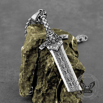 Viking Broken Sword Stainless Steel Amulet Pendant