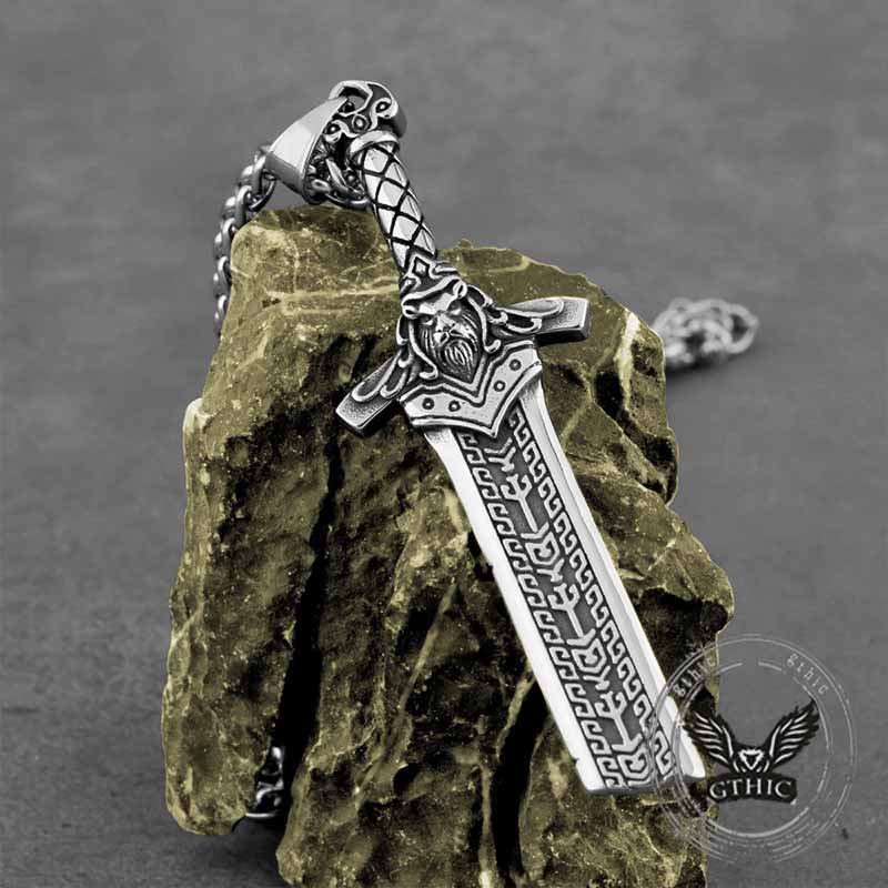 Viking Broken Sword Stainless Steel Amulet Pendant