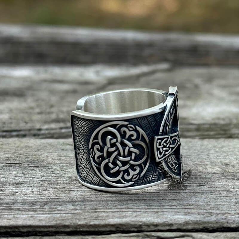 Viking Celtic Cross Sterling Silver Open Ring