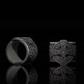 Viking Celtic Cross Sterling Silver Open Ring