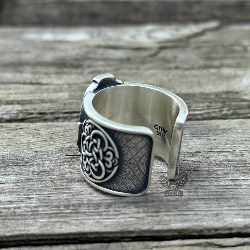 Viking Celtic Cross Sterling Silver Open Ring