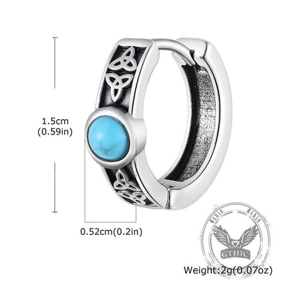 Viking Celtic Knot Turquoise Stainless Steel Hoop Earrings