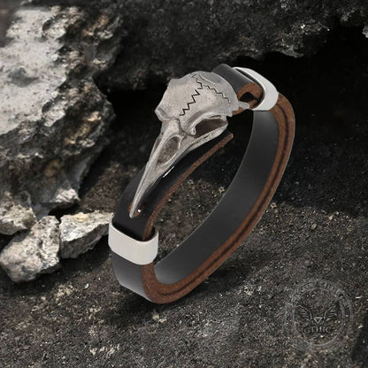 Viking Crow Head Stainless Steel Bracelet