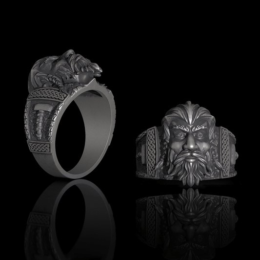 Viking God Thor's Hammer Sterling Silver Ring