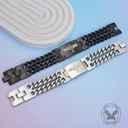 Viking Rune Bird Cuban Chain Stainless Steel Bracelet