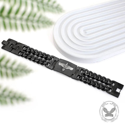 Viking Rune Bird Cuban Chain Stainless Steel Bracelet