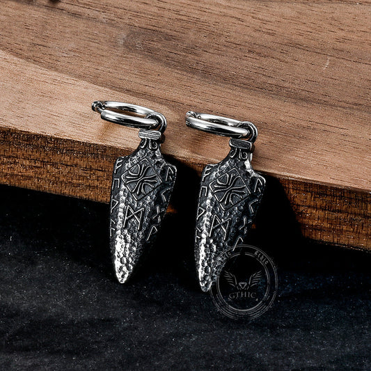 Viking Runes Arrow Stainless Steel Earrings
