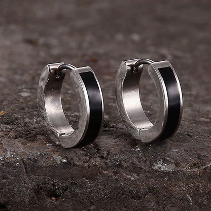 Viking Runes Stainless Steel Huggie Earrings