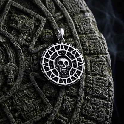 Viking Skull Coin Stainless Steel Nordic Rune Pendant