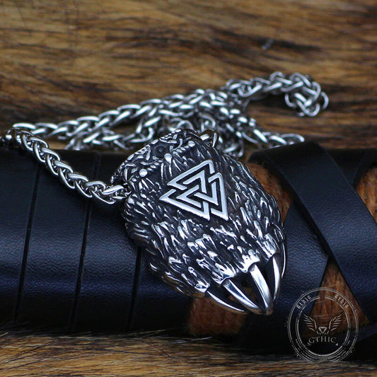 Viking Triangle Rune Bear Paw Stainless Steel Pendant
