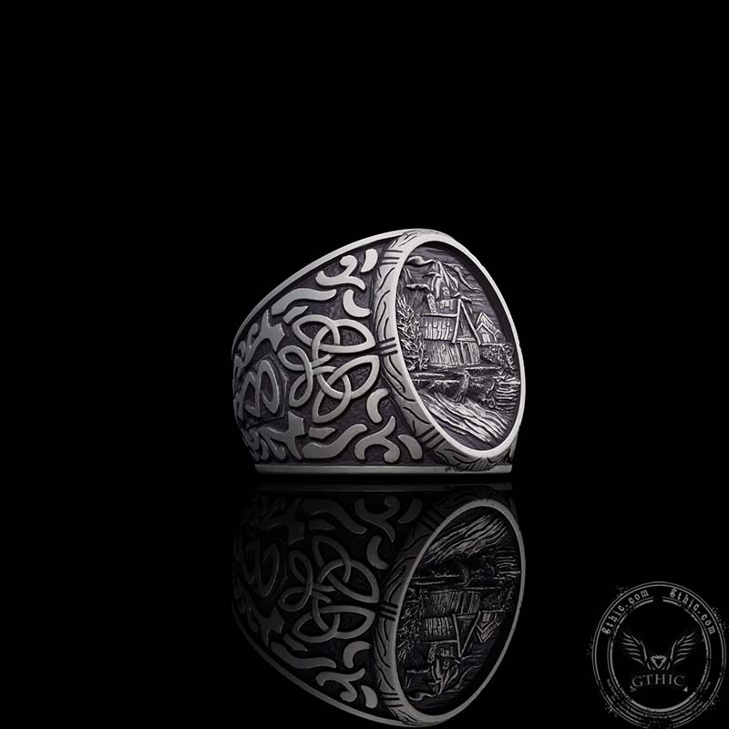 Viking Village Celtic Knot Pattern Sterling Silver Ring