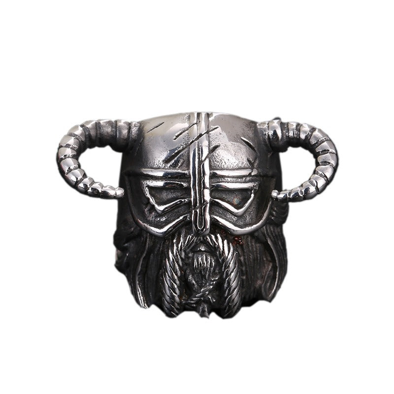 Vikings Helmet Warrior Ring / Nordic Heavy Stainless Steel Rings / Unique Jewelry
