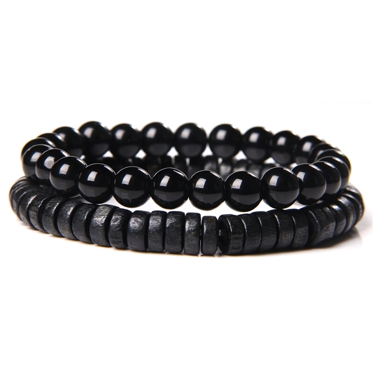 Beaded Bracelet for and / Jewelry of Black Stone