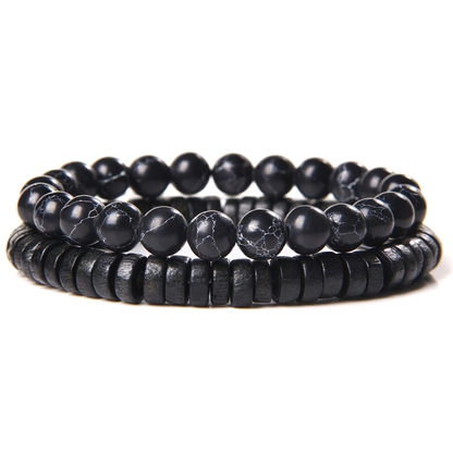Beaded Bracelet for and / Jewelry of Black Stone