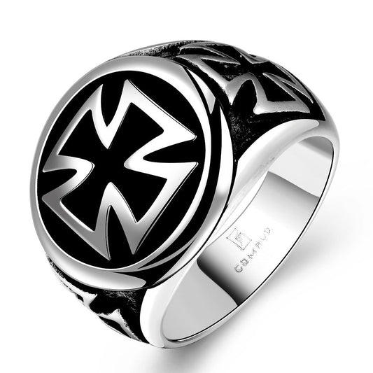Celtic Cross Ring / Alternative 316l Stainless Steel Black Titanium Biker Ring