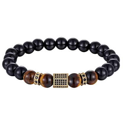 Cubic Zircon Bracelet for / Matte Onyx Stone and Tiger Eye Combination Jewelry