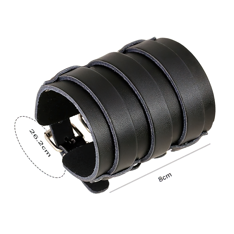 Genuine Leather Bracelet in Punk Style / Wide Cuff Charm Bracelet