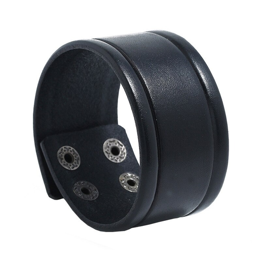 Genuine Leather Wide Bracelet / Wristband Punk Style for and