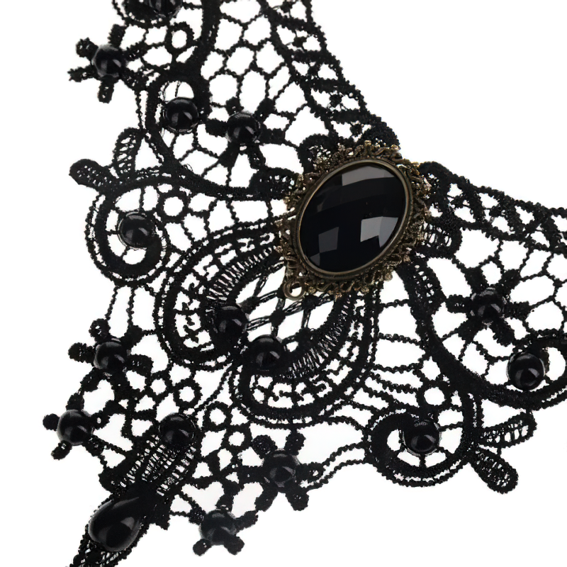 Gothic Necklace / Zinc Alloy Handmade Lace Necklace
