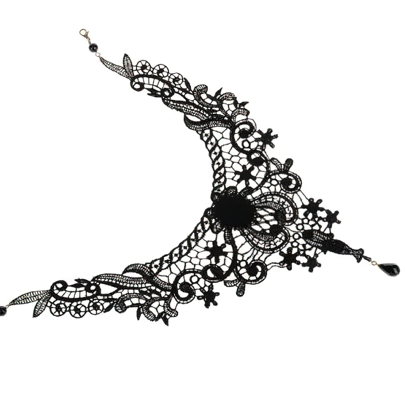 Gothic Necklace / Zinc Alloy Handmade Lace Necklace
