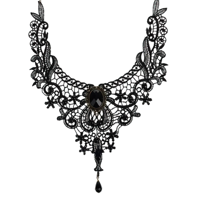 Gothic Necklace / Zinc Alloy Handmade Lace Necklace