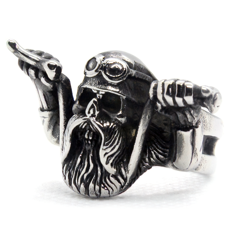 Biker Skull Ring / Stainless Steel Biker Jewelry for