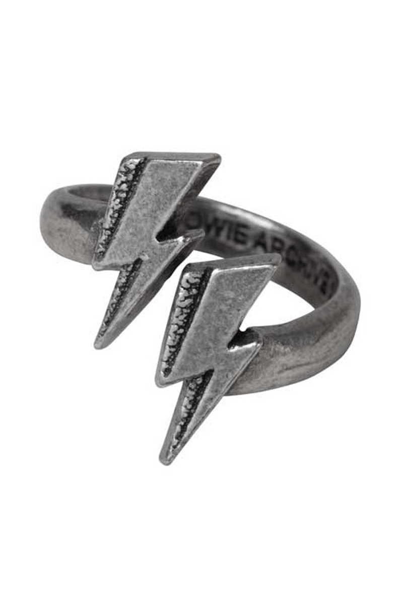 Pewter Lightning Bolt Wrap Ring Gothic Jewelry