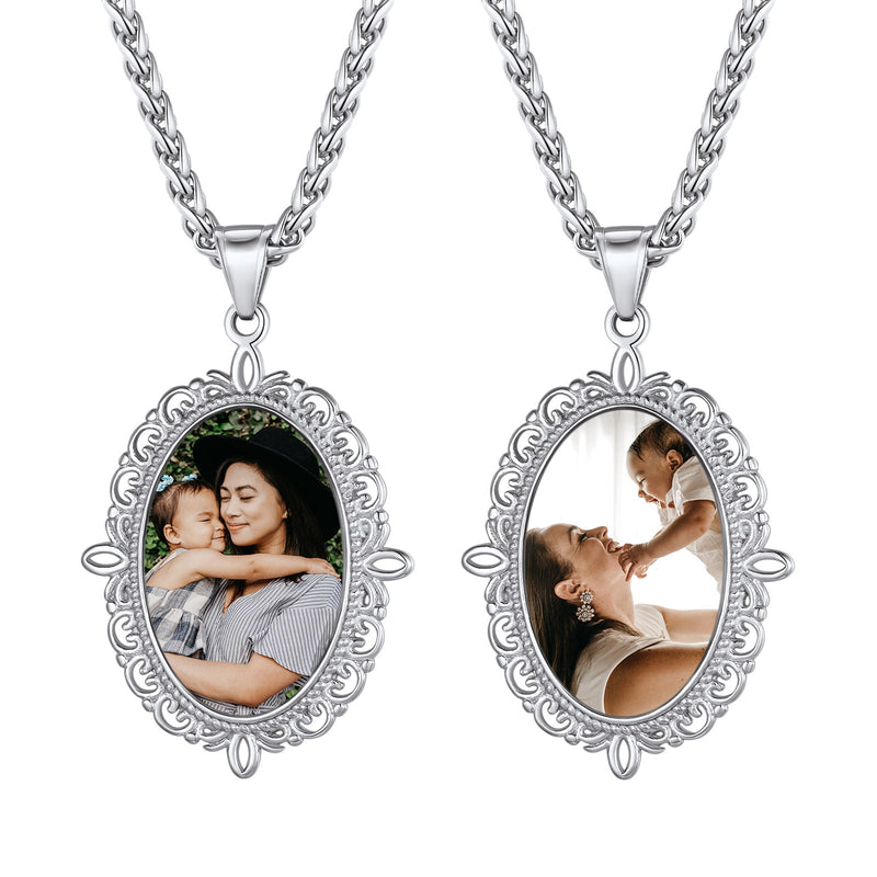 Personalized Double-side Picture Necklace for Mom Gift