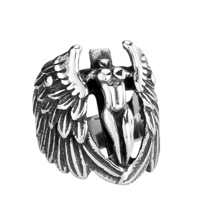 Ring of Winged Feather Angle / Gothic Stylish Stainless Steel Accessories