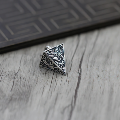 Silver Pendant in Form Pyramid With Animals / Jewelry of Thai Silver S925