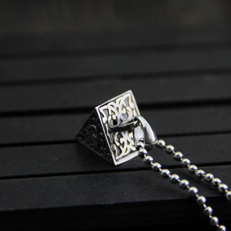 Silver Pendant in Form Pyramid With Animals / Jewelry of Thai Silver S925