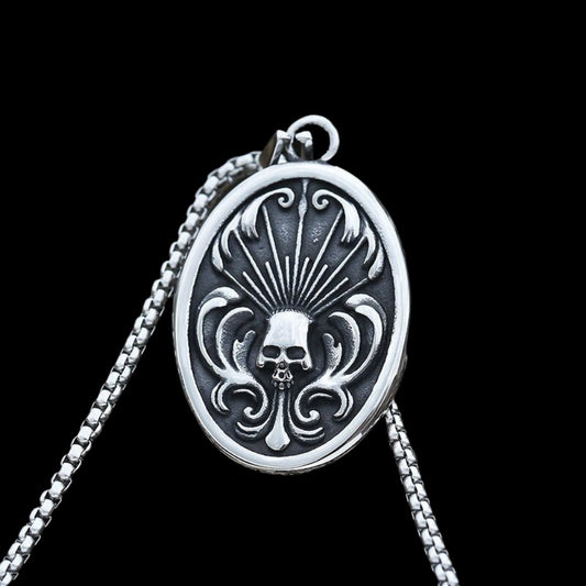 Skull Noble Pattern Oval Pendant