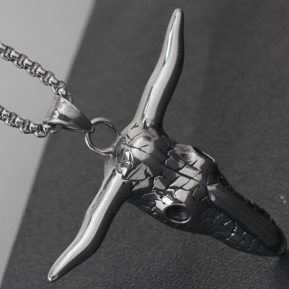 Stainless Steel Bull Head Shape Pendant Necklace / Alternative Fashhion Jewelry