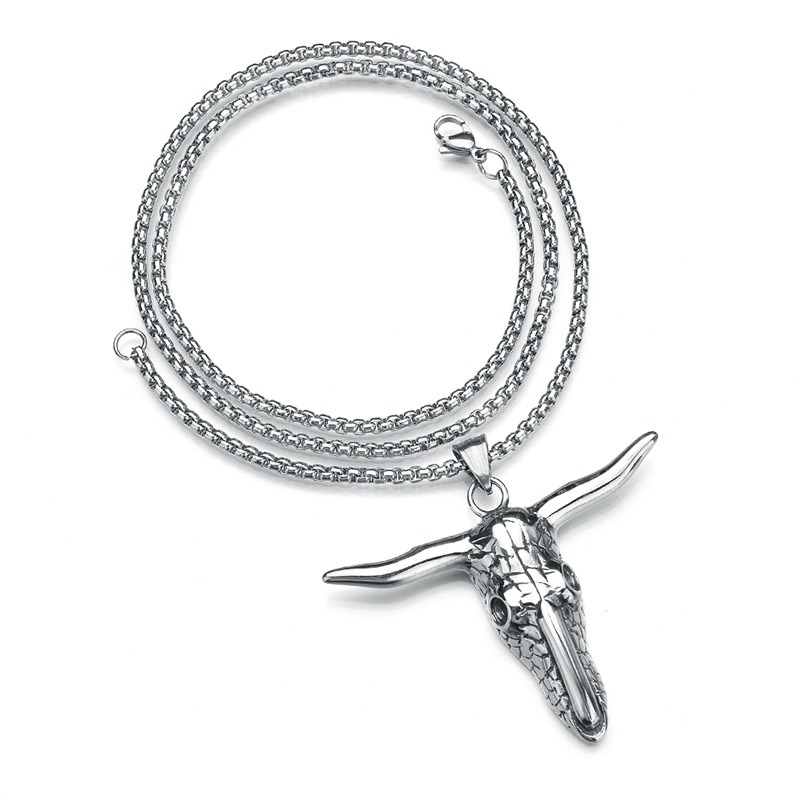 Stainless Steel Bull Head Shape Pendant Necklace / Alternative Fashhion Jewelry