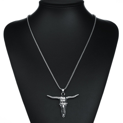Stainless Steel Bull Head Shape Pendant Necklace / Alternative Fashhion Jewelry