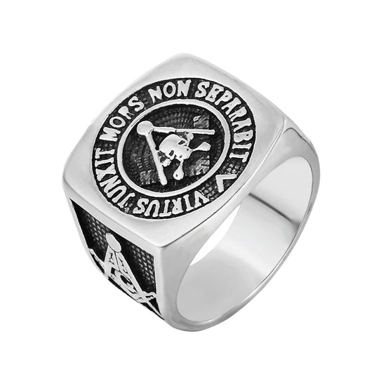 Stainless Steel Masonic Jewellry / Rite Metal Ring With Skull