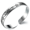 Style Silver Plated Bangle Bracelet With Blossom Pattern / Metal Jewelry for and