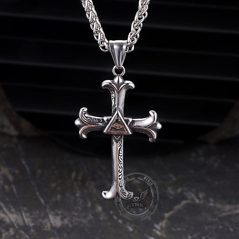 All-seeing Eye Cross Stainless Steel Pendant